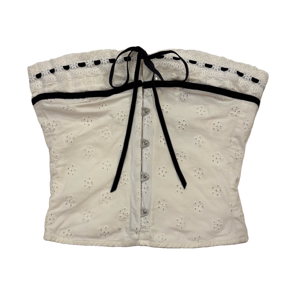 With Jéan White Eyelet Corset Top